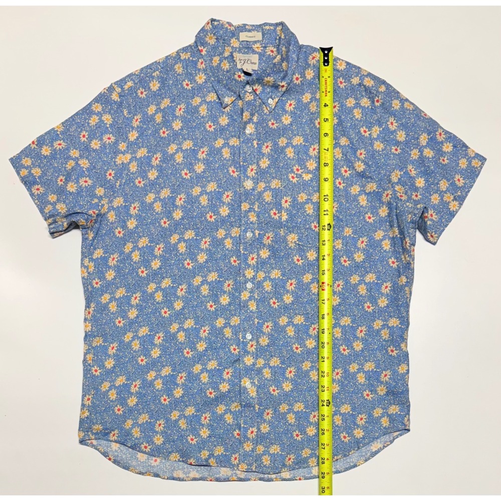 J.Crew Mens Classic Fit Linen Short Sleeve Daisy Floral Shirt Blue L NEW PT3227